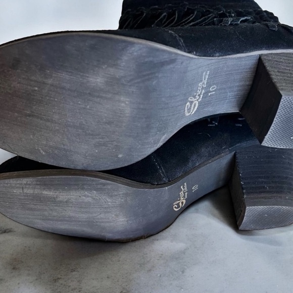 Sbicca “hard to find” BLACK Suede Macramé Fringe Boot. Vintage - Picture 11 of 16